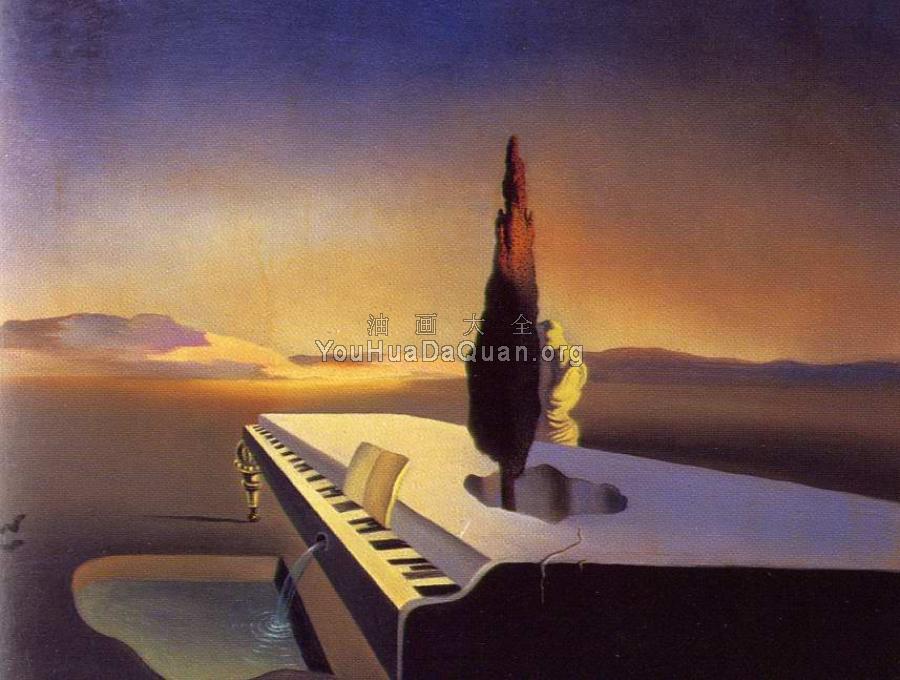 恋尸狂的喷泉从钢琴流淌 - 萨尔瓦多·达利